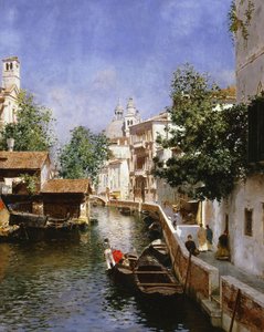 Eine venezianische Kanalszene von Rubens Santoro