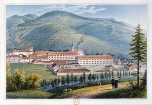 Fabrik von Messrs Hartmann und Fils, Munster, Elsass, Frankreich, 1842 von Rudolf Huber