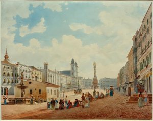 Der Hauptplatz in Linz von Rudolf von Alt
