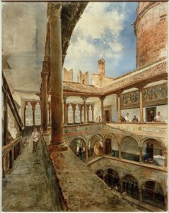 Innenhof des Castello del Buonconsiglio in Trient von Rudolf von Alt