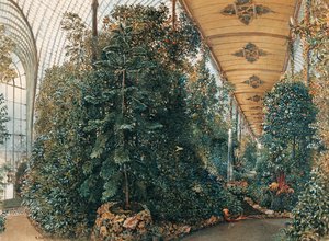 Innenansicht des Palmenhauses des Schlosses Lednice von Rudolf von Alt