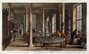 Innenansicht eines Wedgwood-Porzellangeschäfts in London, Lithographie von R. Ackermann