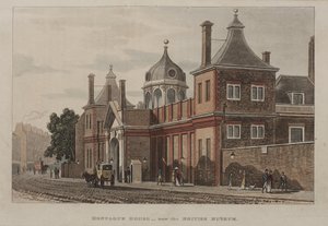 Ansicht des British Museum, Holborn mit Straßenszene, um 1810 von Rudolph Ackermann