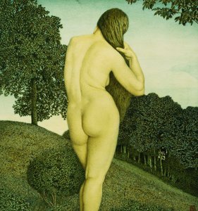 Stehender Akt in einer Landschaft von Rudolph Riemerschmid