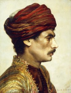Profilporträt eines Mannes mit rotem Turban, 1882