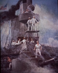 Spanisch-Amerikanischer Krieg 1898, Schlacht in der Bucht von Manila, Admiral Dewey leitet die Aktion vom Flaggschiff Olympia von Rufus Fairchild Zogbaum