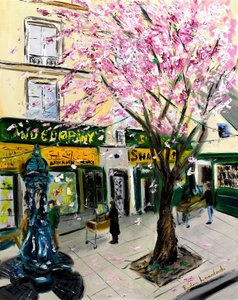 Kirschblüten bei Shakespeare und Co Paris - mit Goldverzierung