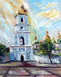 Goldene Kuppel Kiew Ukraine, 2022 von Ruslana Levandovska