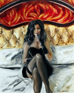 Frau mit einem Cocktail von Ruslana Levandovska