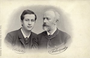 Porträt von Siloti und Tschaikowski von Russian Photographer