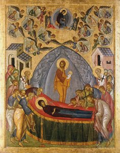 Entschlafung der Gottesmutter, 1500-25 von Russian School