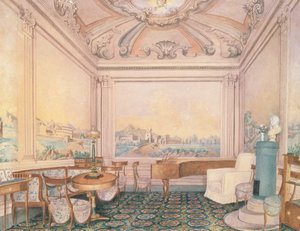 Innenraum des Empfangszimmers in einem Herrenhaus, 1840-50er Jahre