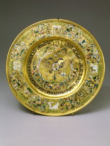 Teller im Besitz von Zar Alexei Michailowitsch Romanow (1629-1676) ca.1675 (Gold & Emaille)