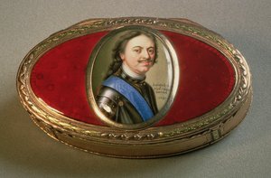 Schnupftabakdose mit Miniaturporträt von Peter dem Großen, 1727 (Gold)