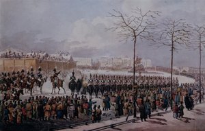 Der Aufstand der Dekabristen auf dem Senatsplatz, St. Petersburg am 14. Dezember 1825 von Russian School