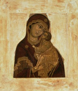Jungfrau von Don, die das segnende Christuskind umarmt, russische Ikone, 17. Jahrhundert von Russian School