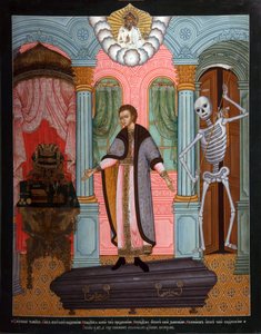 Parabel des sterblichen Menschen, frühes 18. Jahrhundert von Russian icon.