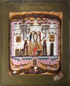 Heilige Zosima und Savvatiy von Solovki, frühes 17. Jahrhundert von Russian icon.