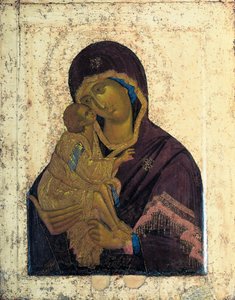 Die Jungfrau von Don, doppelseitige Ikone, ca. 1390 von Russian icon.