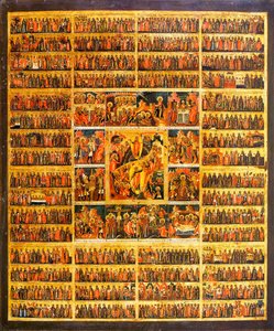 Jahreskalender mit den Szenen der Passion Christi von Russian icon.