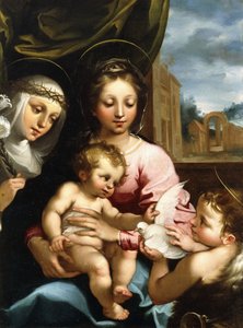 Die Madonna und das Kind mit dem kleinen Johannes dem Täufer und der Heiligen Katharina von Siena, um 1597-1612 von Rutilio Manetti