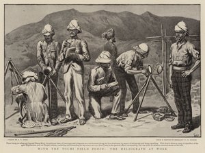 Mit der Tochi-Feldtruppe, der Heliograph bei der Arbeit