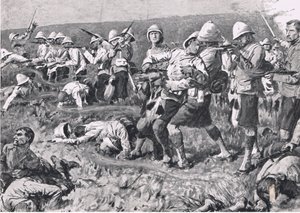 Majuba Hill, 27. Februar 1881 (1. Burenkrieg), Illustration aus Britische Schlachten zu Land und zu Wasser, 1915