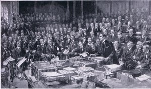 Eines der bedeutendsten Ereignisse in der Geschichte des Parlaments, 3. August 1914, aus Cassells Geschichte des britischen Volkes, veröffentlicht von der Waverley Book Company Limited, um 1940