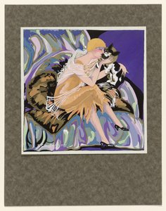 Moderne Frauen, 1926: Sitzende Frau mit einer Katze von S Chompré