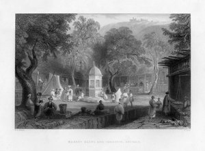 Eine Marktszene und ein Brunnen in Antiochia, Türkei, 1841 von S. Lacey