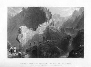 Ruinenmauern von Antiochia, das antike Anathoth, 1841 von S. Lacey