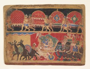 Krishna und die Kshatriya-Mädchen ziehen nach Dvaraka..., ca. 1520-30