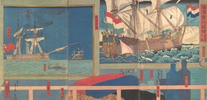 Kuriositätenladen in Yokohama, 3. Monat, 1860 von Sadahide Utagawa