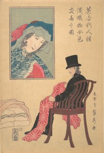 Engländer sortiert Stoffe, 2. Monat, 1861 von Sadahide Utagawa