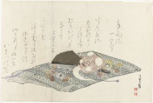 Tuch mit Nō-Maske von Sadanobu (I) , Hasegawa
