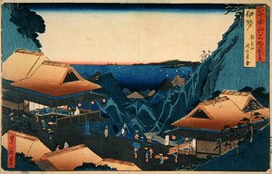 Provinz Ise: Teestände am Pass auf dem Berg Asama, aus der Serie 