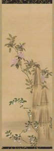 Rosa und weiße Blumen und Strohabdeckungen, Edo-Zeit, 1761-1828 von Sakai Hoitsu