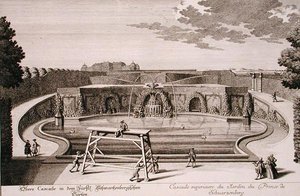 Großer Brunnen im Garten des Prinzen von Schwarzenberg, Wien, graviert von Georg-Daniel Heumann (1691-1759), veröffentlicht um 1724-37 von Salomon (after) Kleiner