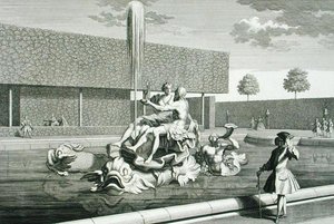 Der Neptun- und Thetisbrunnen im Belvedere-Palast, Wien, graviert von Jakob Gottlieb Thelott (ca. 1711-75), veröffentlicht ca. 1730-40 von Salomon (after) Kleiner