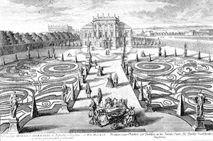 Ansicht eines Gartens und Hauses in Josefstadt, Wien, gestochen von Johann August Corvinus von Salomon (after) Kleiner