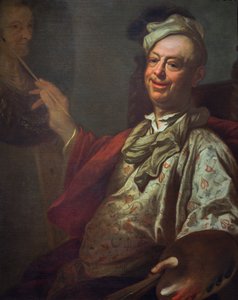 Selbstporträt des Künstlers an seiner Staffelei, um 1690 von Salomon Adler