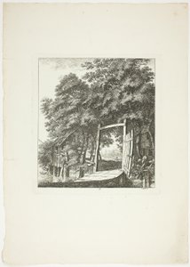 Angeln aus einem Fenster, Platte drei aus Paysages Dédiés à M. Warelet von Salomon Gessner
