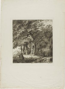 Nymphe, die sich in einem Baum versteckt, Platte acht aus Paysages Dédiés à M. Warelet