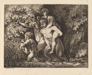 Satyr trägt eine Nymphe auf seinem Rücken von Salomon Gessner