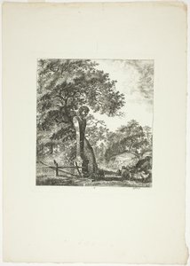 Schafe bei einer Statue von Pan, Platte fünf aus Paysages Dédiés à M. Warelet von Salomon Gessner