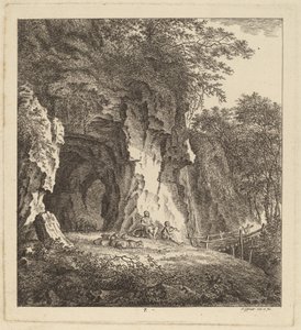 Zwei Hirten in einer felsigen Landschaft von Salomon Gessner