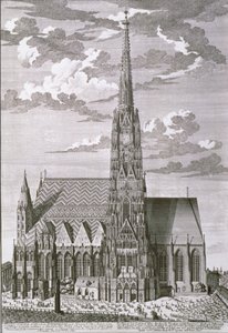 Ansicht des Stephansdoms, Wien, graviert von George-Daniel Heumann (1691-1759)