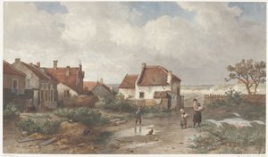 Häuser am Rande eines Dorfes in den Dünen