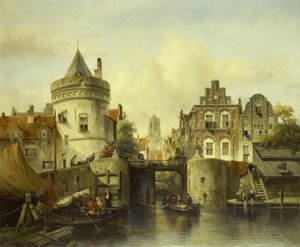 Imaginäre Ansicht basierend auf der Kolksluis, Amsterdam