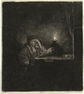 Student an einem Tisch bei Kerzenlicht von Salomon Savery